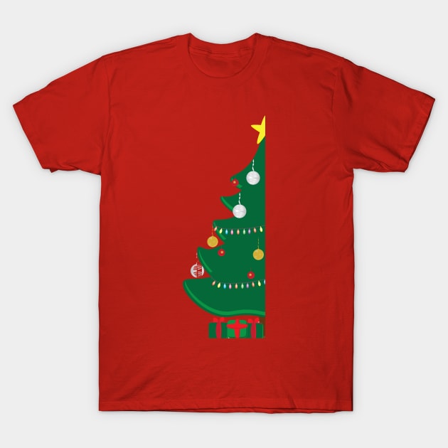 Decorated Christmas tree and Green and Red gifts T-Shirt by sigdesign